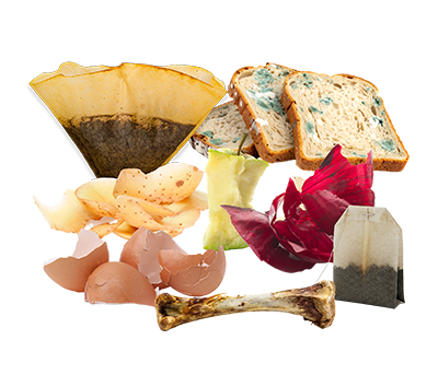 Äggskal, bananskal, tepåse.